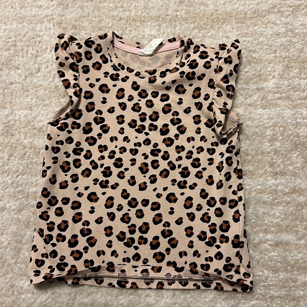 H and M Baby Girls Leopard Print Flutter Sleeve Tank!